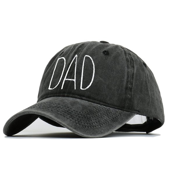 DAD Letters Embroidery Black Baseball Cap, Cotton Washed, Men Hat, Father's‎ Day - Picture 1 of 8